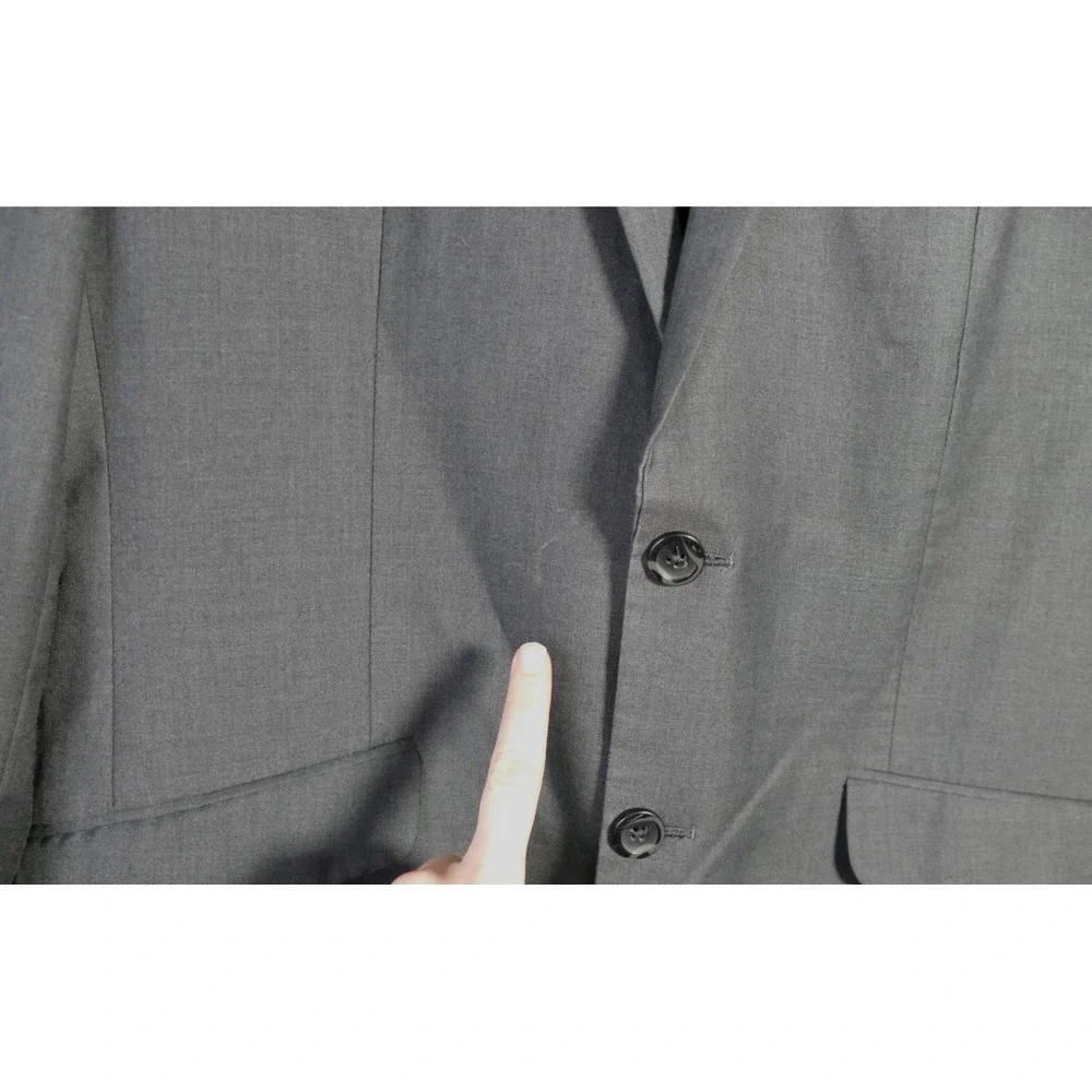 Kenneth Cole Reaction Mens Single Breasted Blazer Size 42L Gray Corporate Career